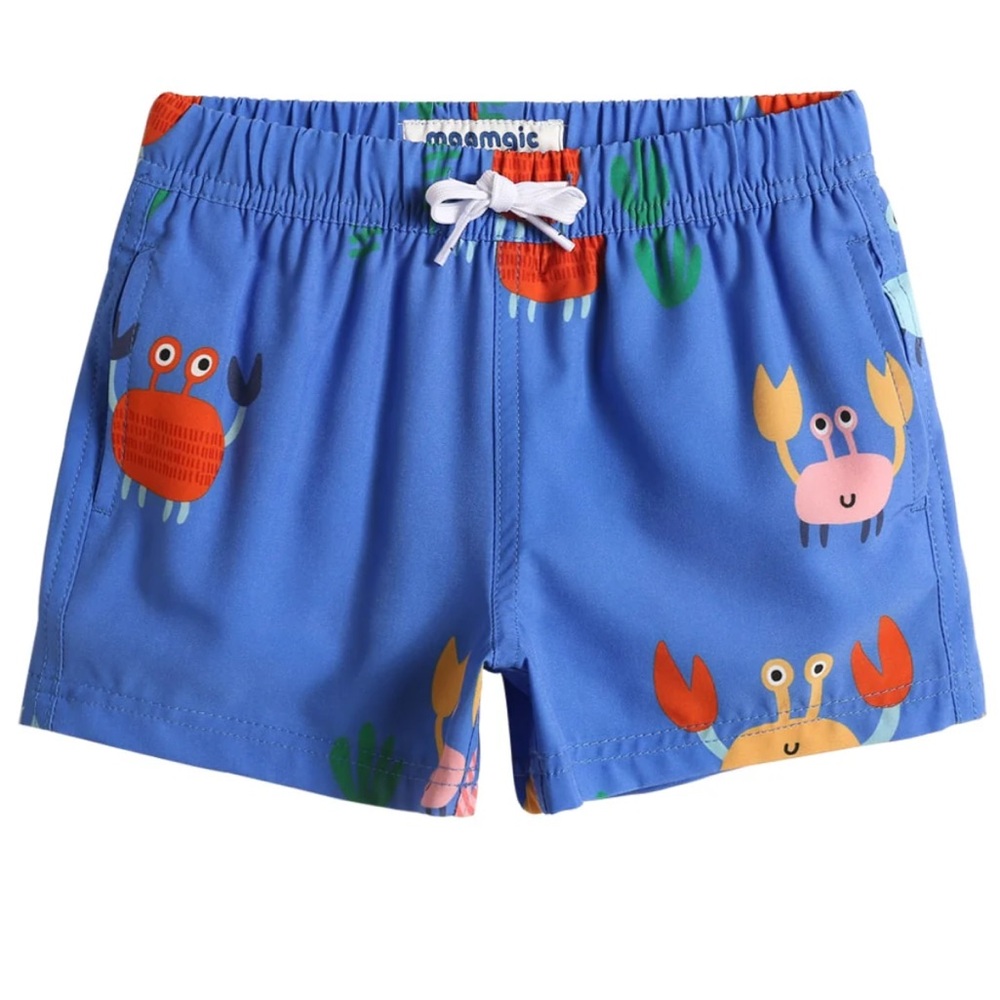 Kids Blue Crab Print Swim Shorts